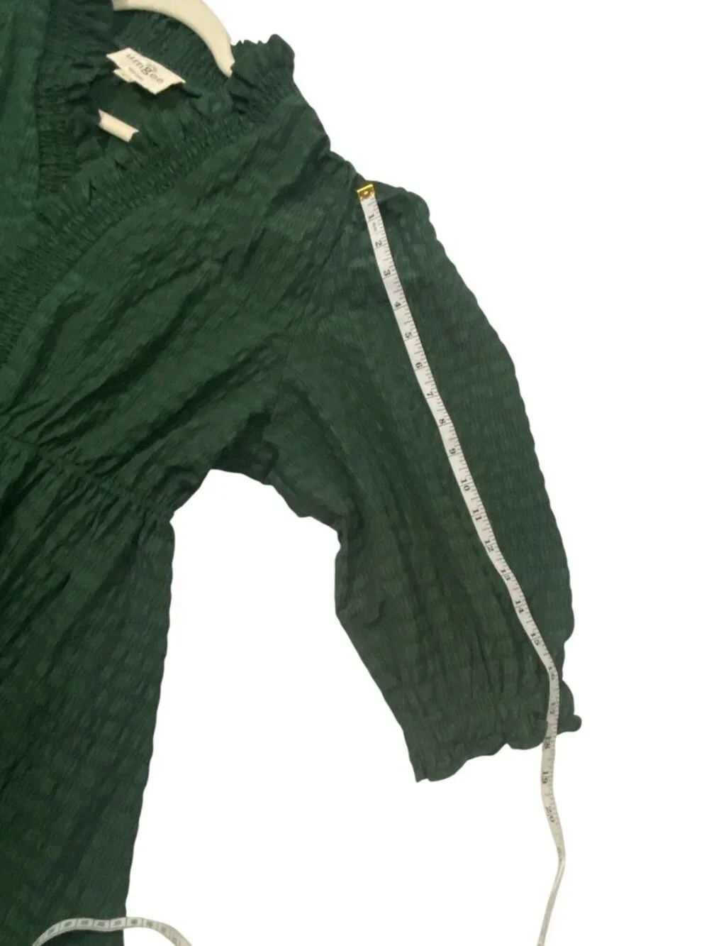 Umgee Green Smocked Waist Mini Dress With Ruffle Trim & Long Sleeves Size L - Picture 10 of 10